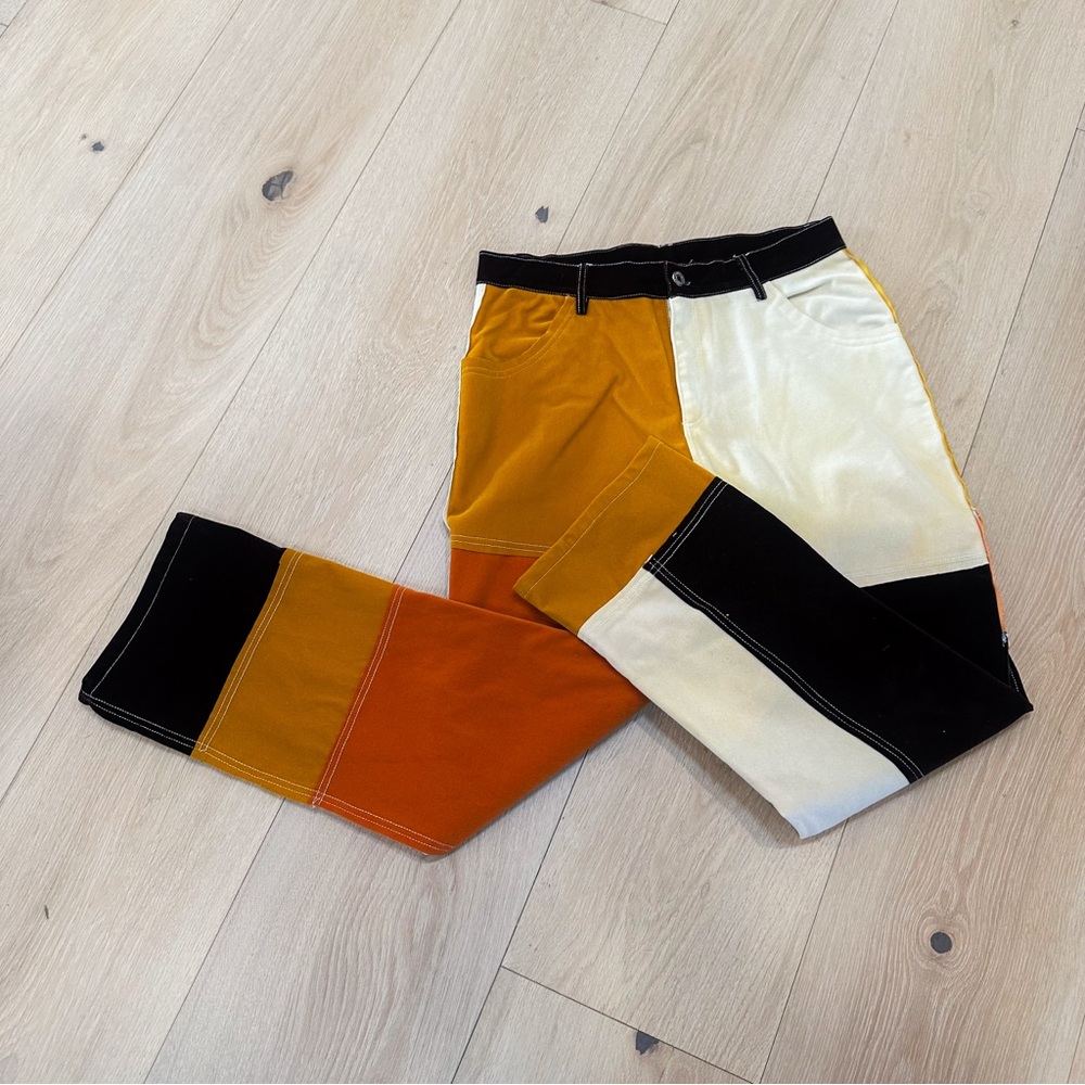 Colorblock Velvet Patchwork Pants - image 6